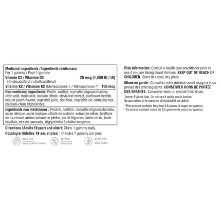 Youtheory VITAMIN K2+D3 ZERO SUGAR GUMMIES, 60 Gummies