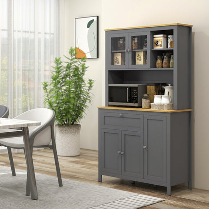 Brooks 71" 5-Door Kitchen/Storage Cabinet with Adjustable Shelves-Grey
