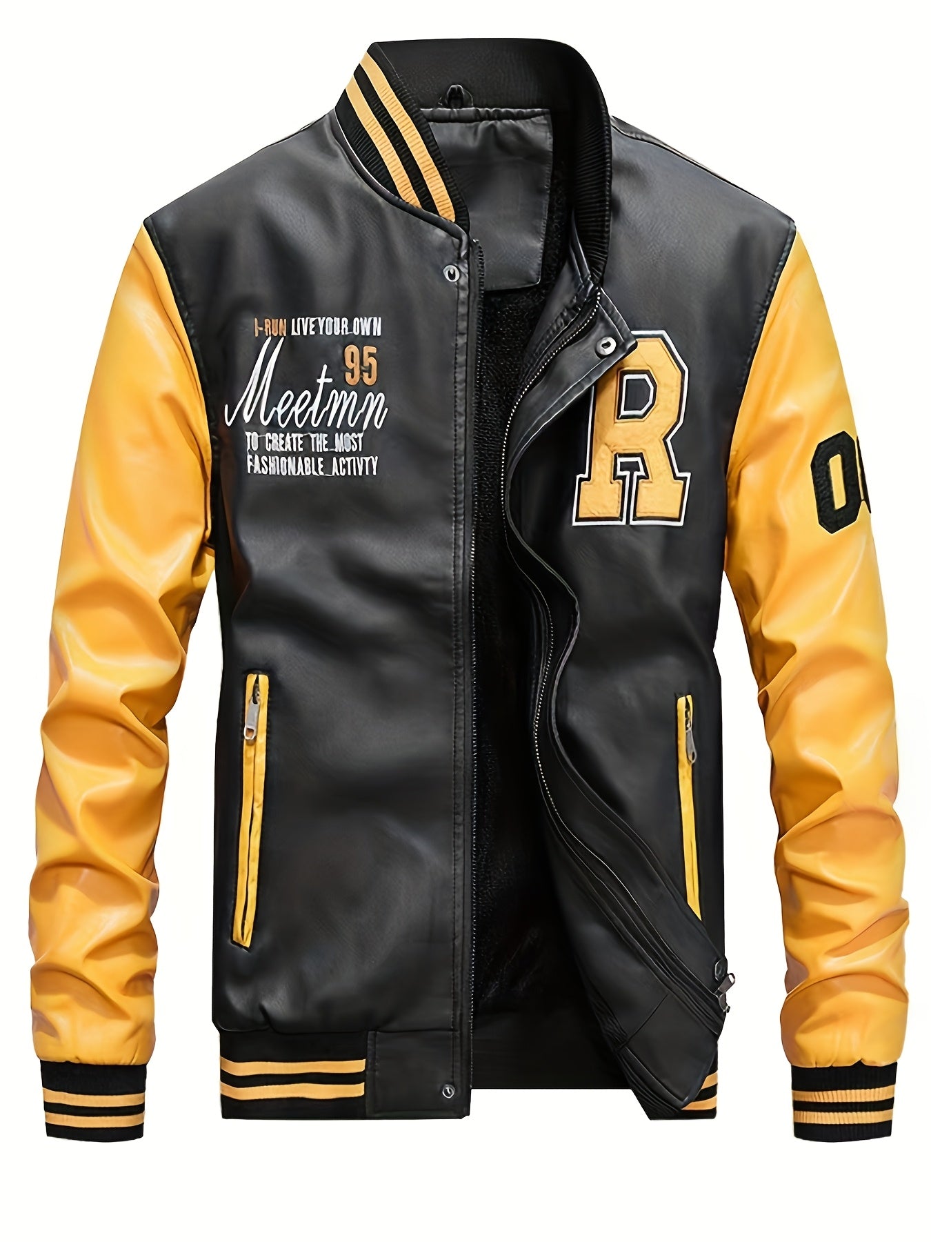 Men's Color Block PUPU PU Leather Jacket