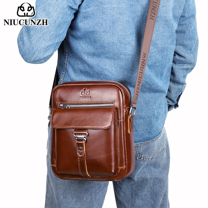 Crazy Horse Leather Crossbody Bag for Men