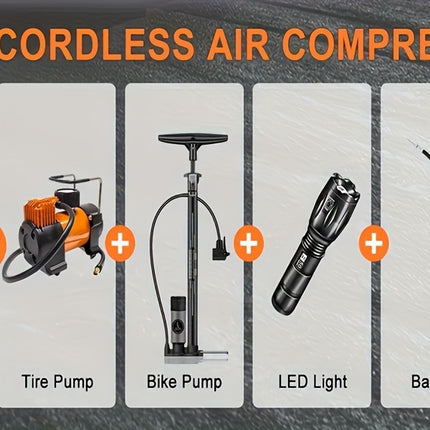 Portable Car Jump Starter with Air Compressor, 5-in-1 6000A