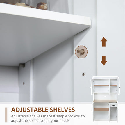 Denver 71" Kitchen Storage Cabinet with Hutch-White/Oak