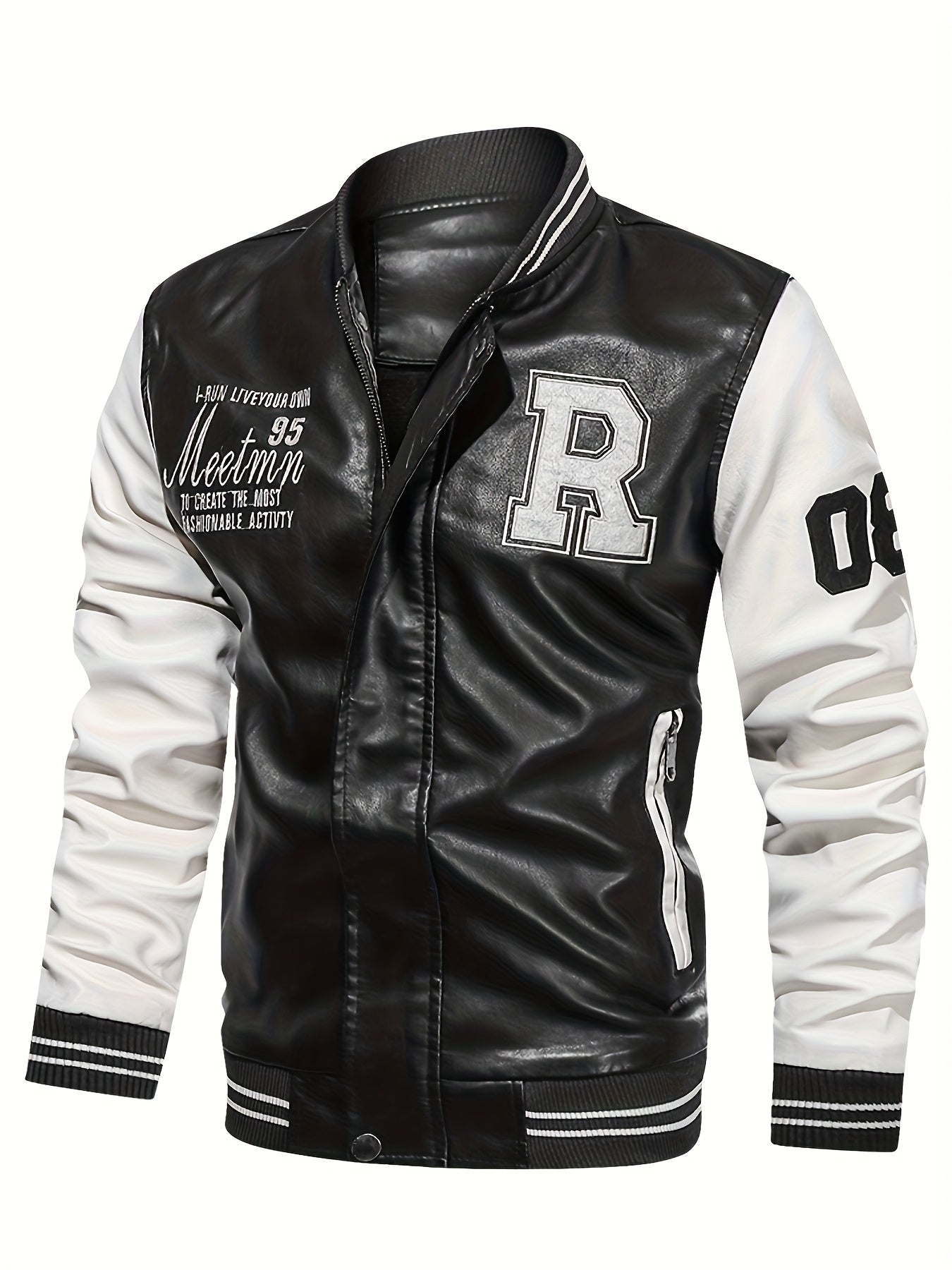 Men's Color Block PUPU PU Leather Jacket