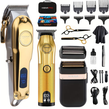 A 3pcs Men'S Professional Hair Clipper Set, Featuring a USB Rechargeable