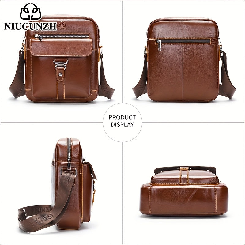 Crazy Horse Leather Crossbody Bag for Men