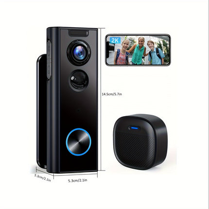 XTU Doorbell Camera Wireless No Subscription, 2K Video Doorbell with Chime