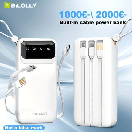 Portable Charger, 20000/10000mAh Built-in Cable Mobile Power Bank, 5V/2A Fast Charging Mobile Power Bank