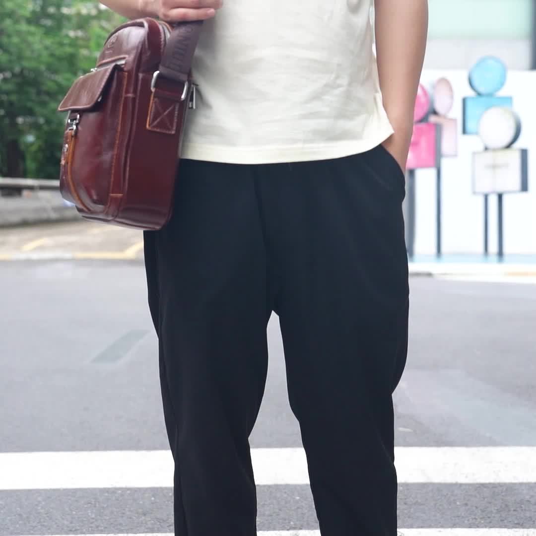 Crazy Horse Leather Crossbody Bag for Men