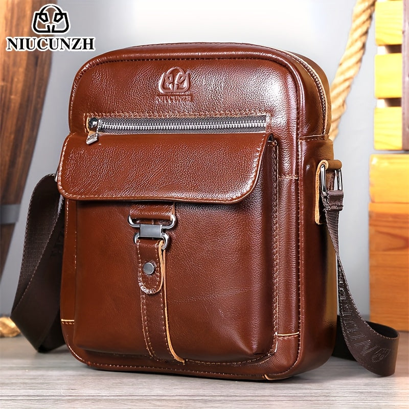 Crazy Horse Leather Crossbody Bag for Men