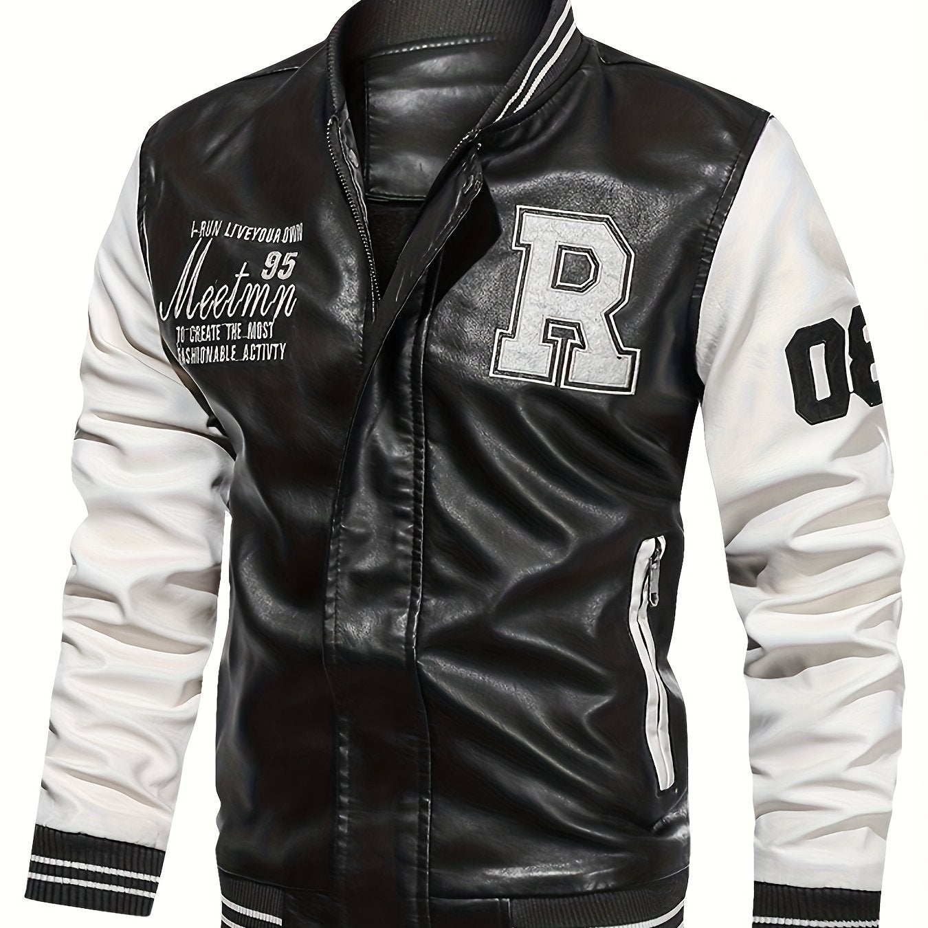Men's Color Block PUPU PU Leather Jacket