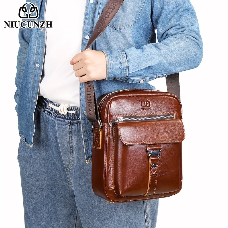 Crazy Horse Leather Crossbody Bag for Men