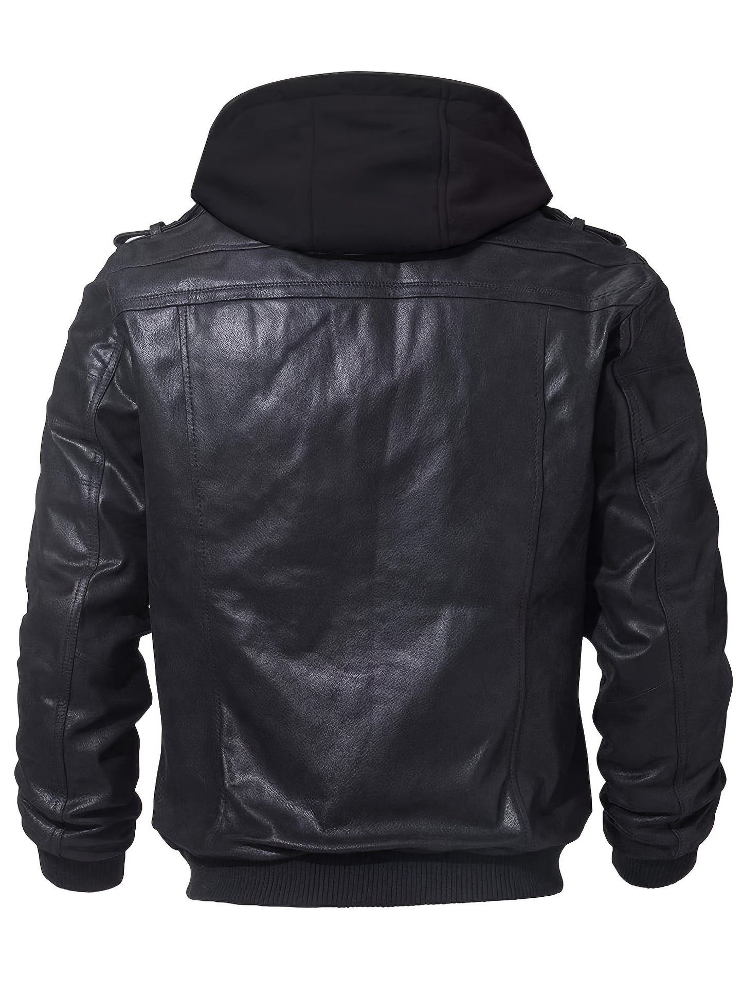 FLAVOR Men Pigskin Motorcycle Jacket With Removable Hood