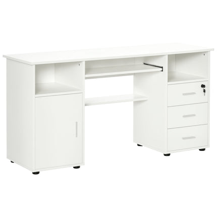 Bloom 57" Computer Desk with Keyboard Tray and Storage Drawers-White