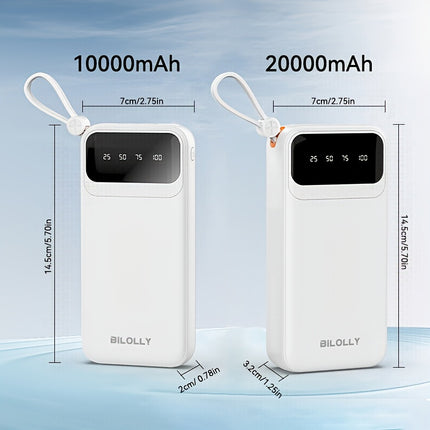 Portable Charger, 20000/10000mAh Built-in Cable Mobile Power Bank, 5V/2A Fast Charging Mobile Power Bank