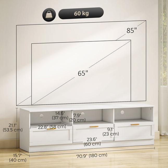 Dallas Modern TV Stand with Storage Drawers for TVs up to 85"-White