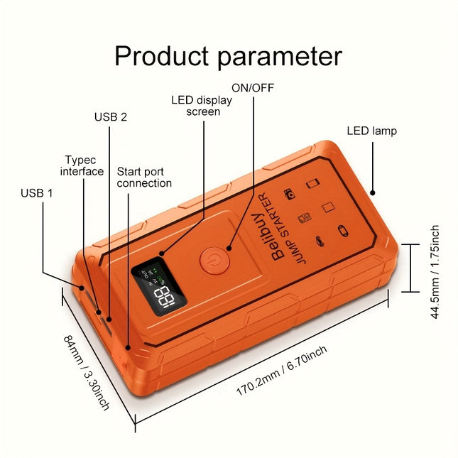 Portable Car Jump Starter, 8000A MA Peak Battery Jump Starter