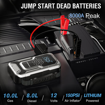 Jump Starter With Air Compressor, 6000A/8000A
