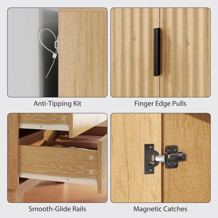 Alexis Modern Wardrobe Closet with Soft-Close Doors-Natural