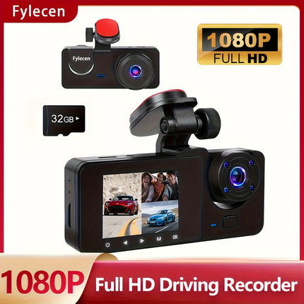 4K 3-channel dash cam with wide angle, night vision, parking mode, and 32GB card included.