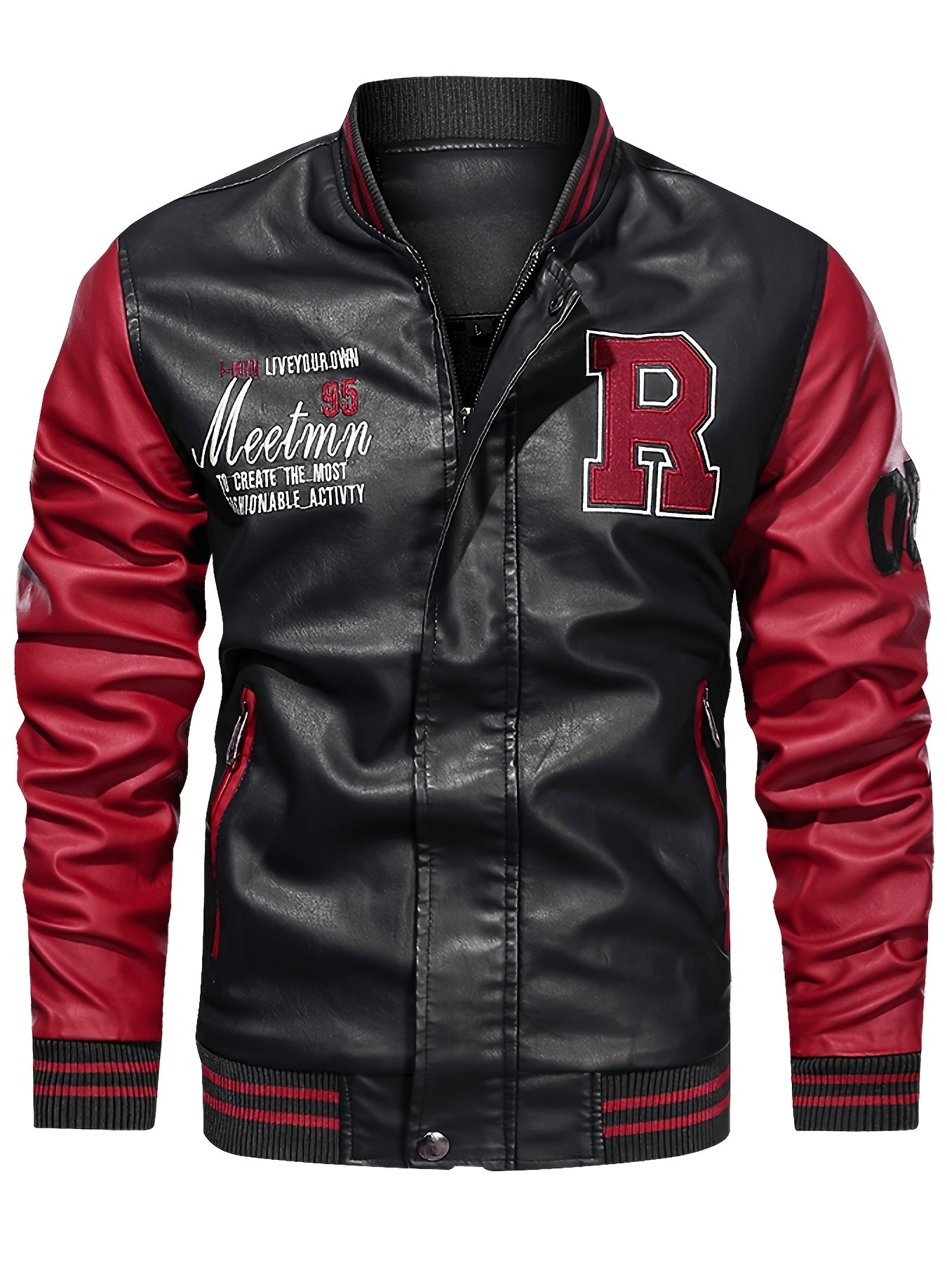Men's Color Block PUPU PU Leather Jacket