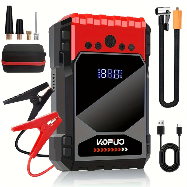 7-in-1 Car Battery Starter Kit | 150 PSI Air Compressor, 6000A