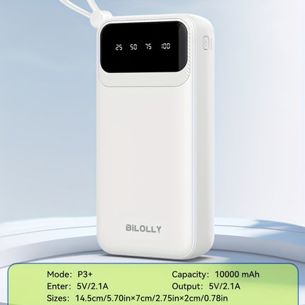 Portable Charger, 20000/10000mAh Built-in Cable Mobile Power Bank, 5V/2A Fast Charging Mobile Power Bank