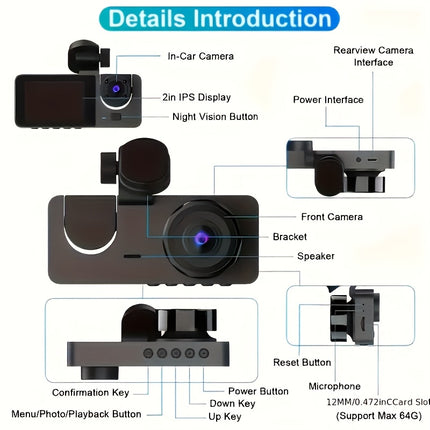 Dual Dash Cam – 4K Front & Rear Recording + 32GB SD Card Included