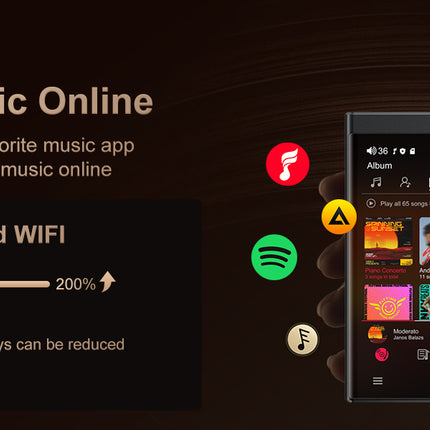 DIBELLAY Oilsky Hi-Fi MP3 Player – Bluetooth/WiFi, Lossless DSD Audio, 64GB (Expandable to 1TB)