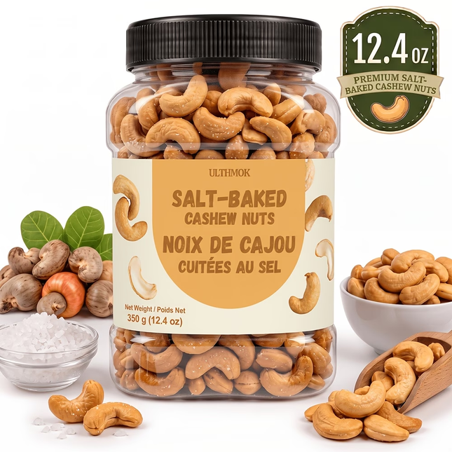 Charcoal Roasted Cashew Nuts - Salt-Baked 350g jar