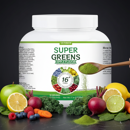 Super Greens luxury dark background studio shot