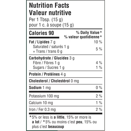 Valeurs nutritives Kraft Only Peanuts – bilingue