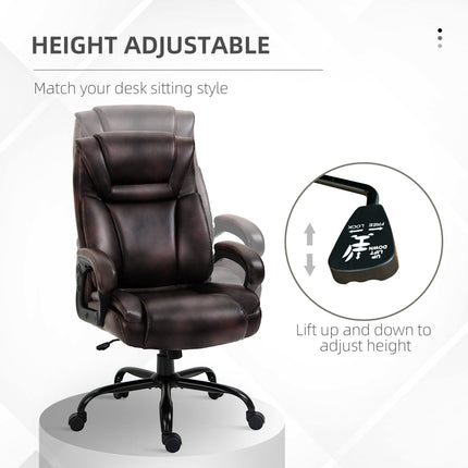 Joel Executive Office Chair with High Back, Adjustable Height and 400LBS Capacity-Brown