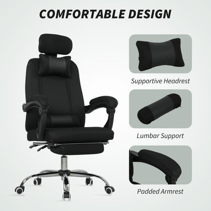 Brady Ergonomic Executive High Back Office Chair with Footrest and Lumbar Support-Black