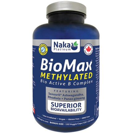 Naka Platinum BIOMAX METHLATED (B Complex), 150 VCaps