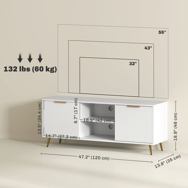 Collins Modern TV Stand for up to 55 Inch TVs-White
