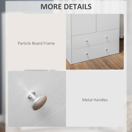 Briar Modern Wardrobe Closet with 2 Drawers and Hanging Rod-White
